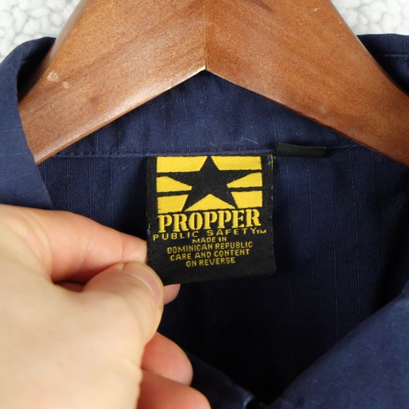 Propper Button Up Shirt Mens Extra Large Navy Blue Short Sleeve Workwear Army - Picture 7 of 9